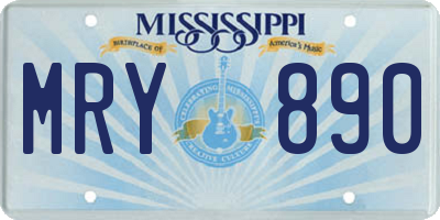 MS license plate MRY890