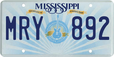 MS license plate MRY892