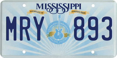 MS license plate MRY893