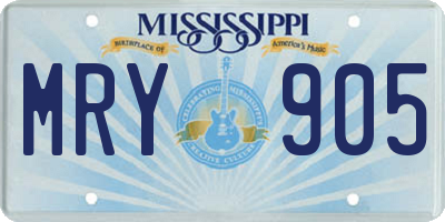 MS license plate MRY905