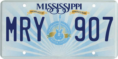 MS license plate MRY907