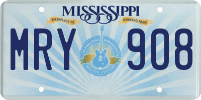 MS license plate MRY908
