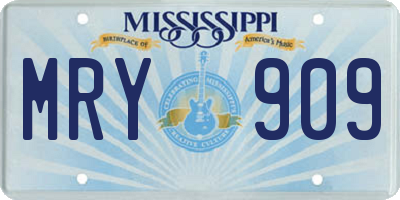 MS license plate MRY909