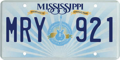 MS license plate MRY921