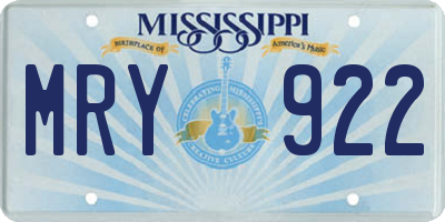 MS license plate MRY922