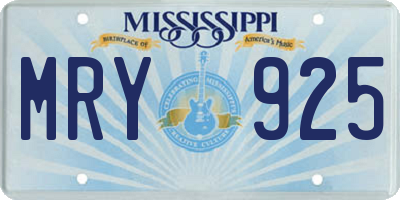 MS license plate MRY925