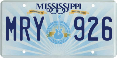 MS license plate MRY926