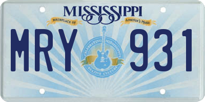 MS license plate MRY931