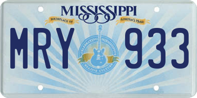 MS license plate MRY933