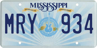 MS license plate MRY934