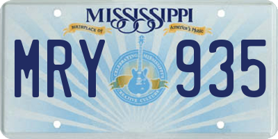 MS license plate MRY935