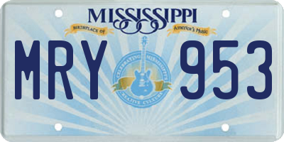 MS license plate MRY953