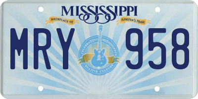 MS license plate MRY958