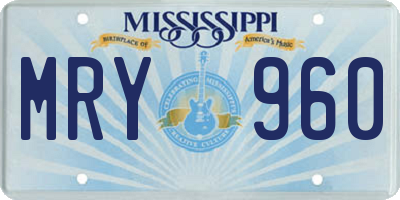 MS license plate MRY960