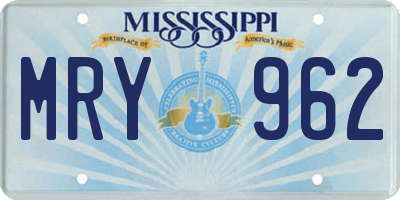 MS license plate MRY962
