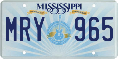 MS license plate MRY965