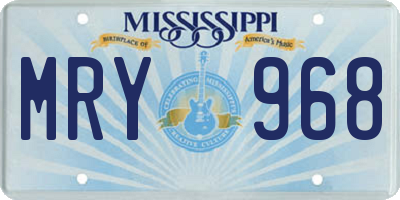 MS license plate MRY968