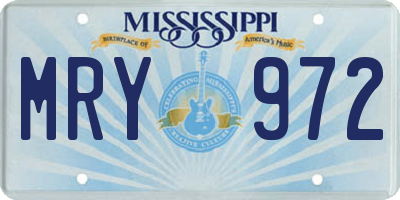 MS license plate MRY972