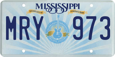 MS license plate MRY973