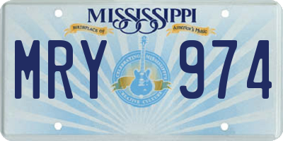 MS license plate MRY974