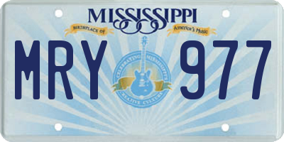 MS license plate MRY977