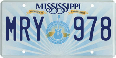 MS license plate MRY978