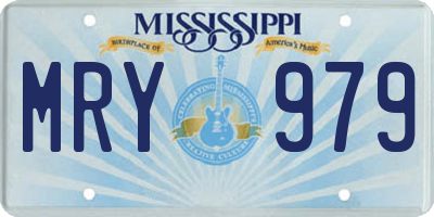 MS license plate MRY979
