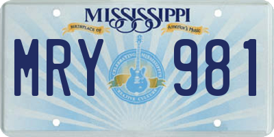 MS license plate MRY981