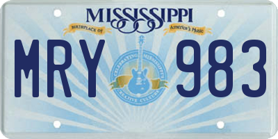 MS license plate MRY983