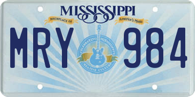 MS license plate MRY984