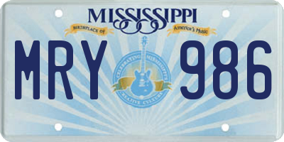 MS license plate MRY986