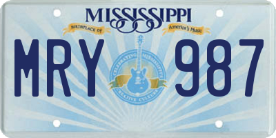 MS license plate MRY987