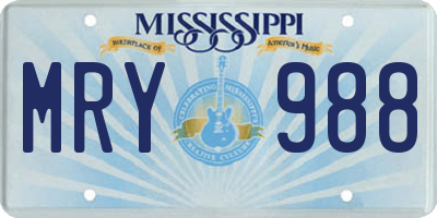 MS license plate MRY988