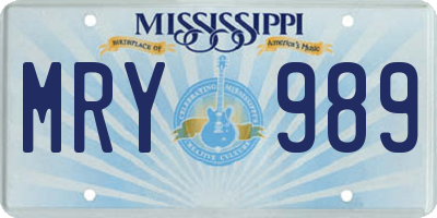 MS license plate MRY989