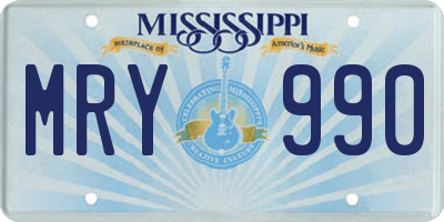 MS license plate MRY990