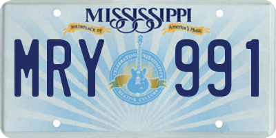 MS license plate MRY991