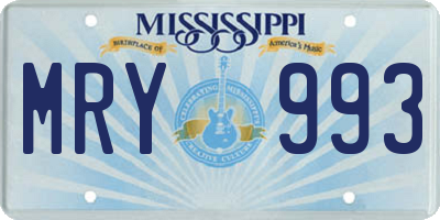 MS license plate MRY993