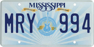 MS license plate MRY994