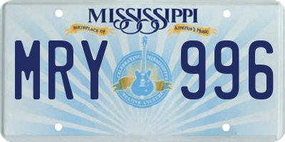 MS license plate MRY996