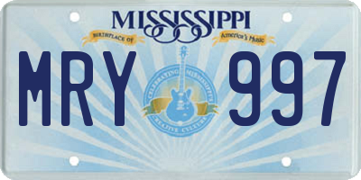 MS license plate MRY997