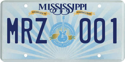 MS license plate MRZ001