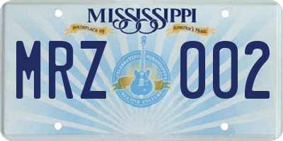 MS license plate MRZ002