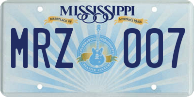 MS license plate MRZ007