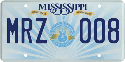 MS license plate MRZ008