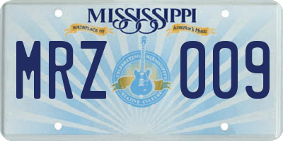 MS license plate MRZ009
