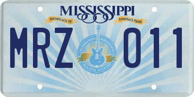 MS license plate MRZ011