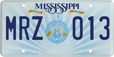 MS license plate MRZ013