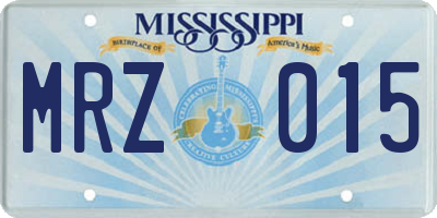 MS license plate MRZ015