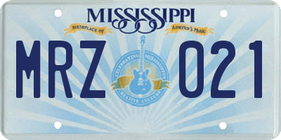 MS license plate MRZ021