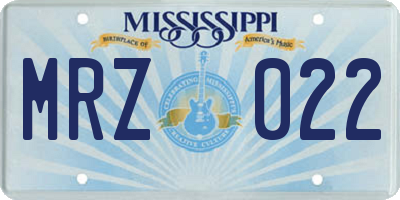 MS license plate MRZ022